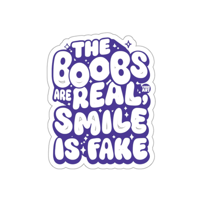 Load image into Gallery viewer, The Boobs Are Real Smile Is Fake sticker
