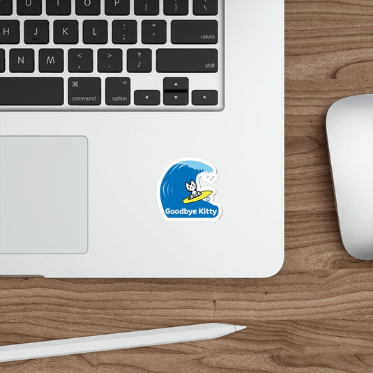 Goodbye Kitty Surfing Wave Sticker