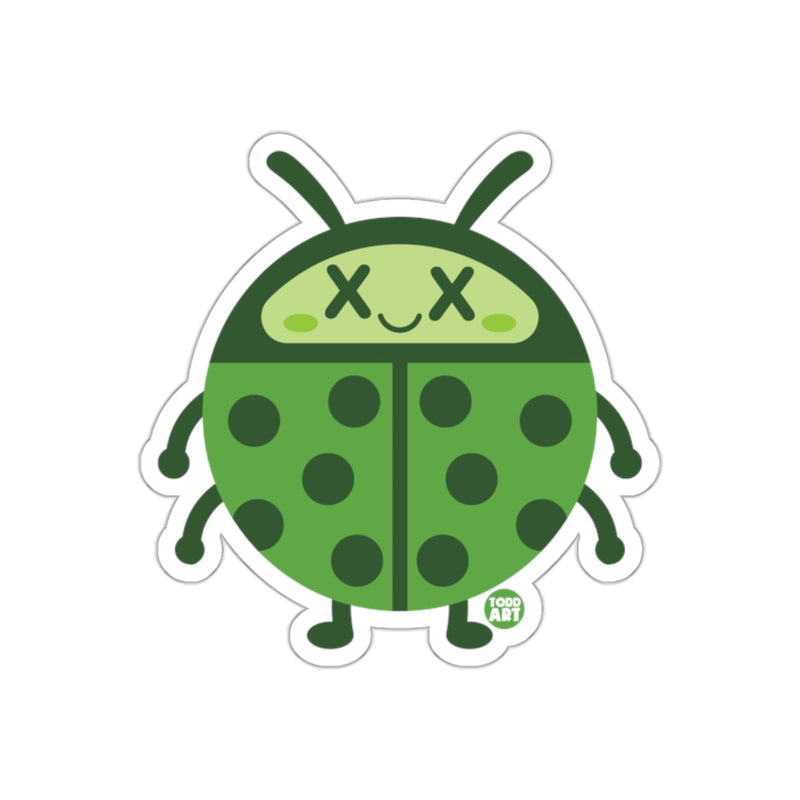 Load image into Gallery viewer, Cute Smiling Green Ladybug Sticker Cartoon Style
