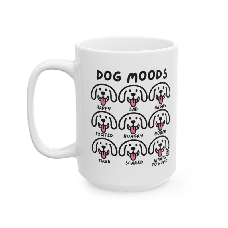 Load image into Gallery viewer, Dog Moods Illustrated Design on White Ceramic Mug
