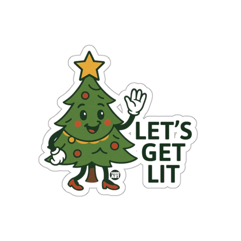 Load image into Gallery viewer, Let's Get Lit Smiling Christmas Tree Sticker
