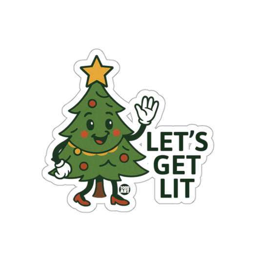 Let's Get Lit Smiling Christmas Tree Sticker