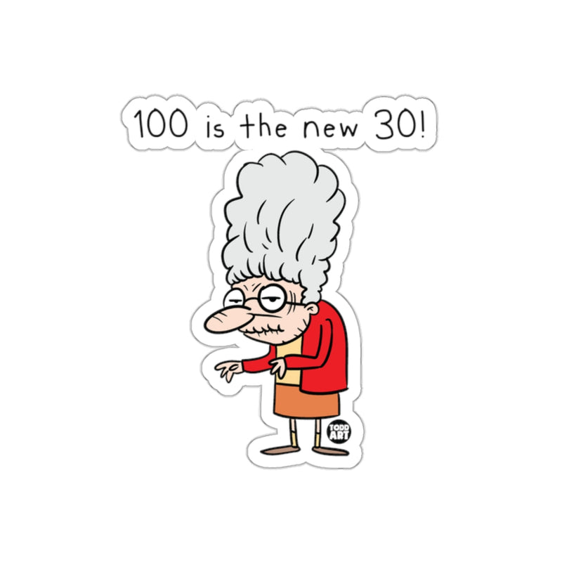 Load image into Gallery viewer, 100 Is The New 30 Old Lady Cartoon Sticker

