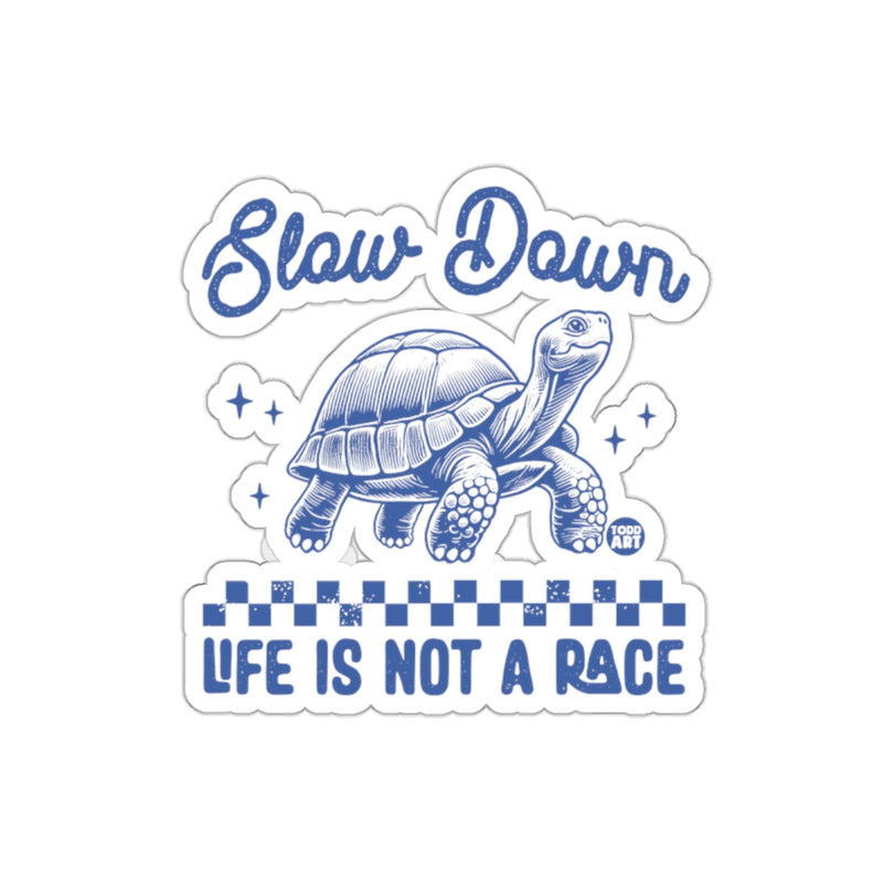 Load image into Gallery viewer, Slow Down Life is Not a Race Turtle Graphic Design Sticker
