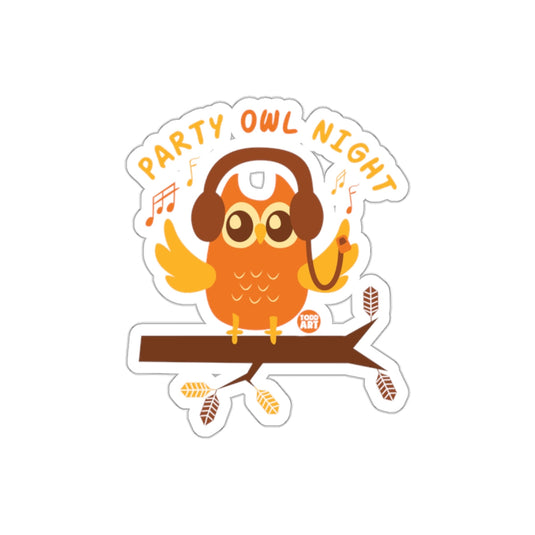 Party Owl Night on Branch with Headphones Todd Art sticker