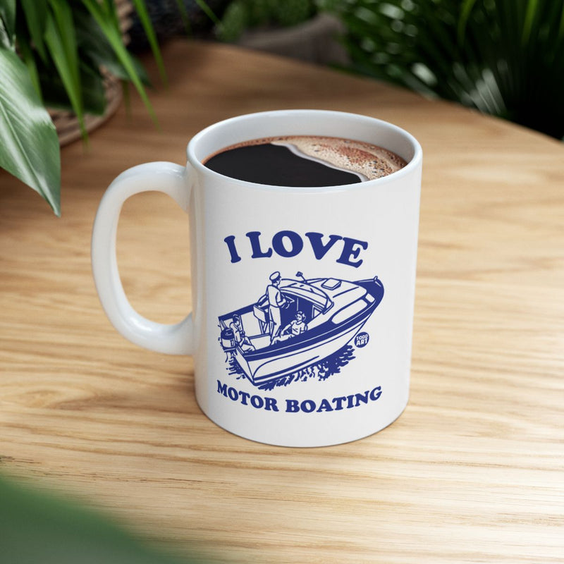 Load image into Gallery viewer, I Love Motor Boating White Ceramic Coffee Mug
