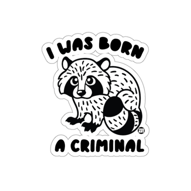 Load image into Gallery viewer, I Was Born A Criminal Raccoon Funny Animal Design Sticker
