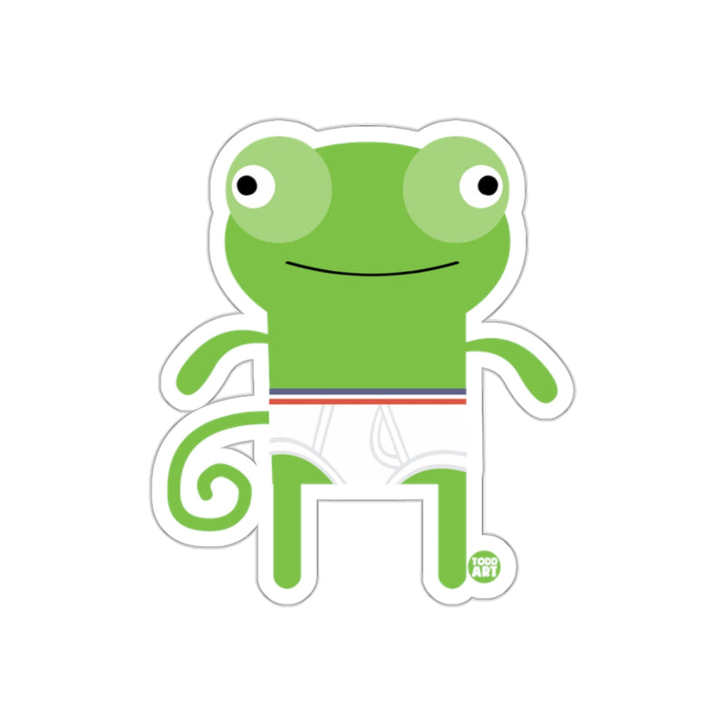 Load image into Gallery viewer, Cute Green Chameleon Character Sticker Artwork Design
