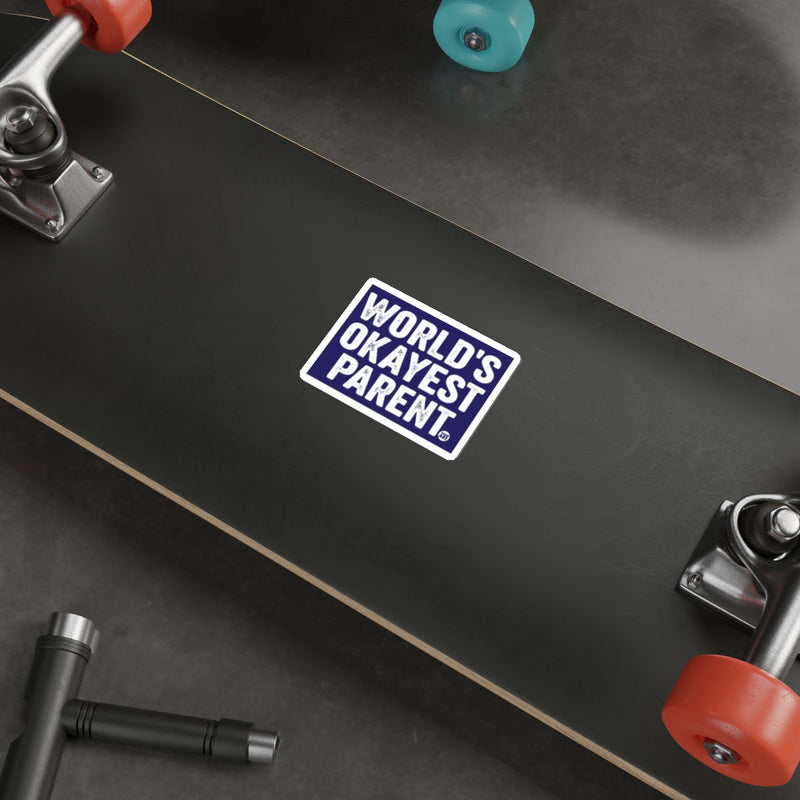 Load image into Gallery viewer, World's Okayest Parent Sticker for Laptops and Skateboards
