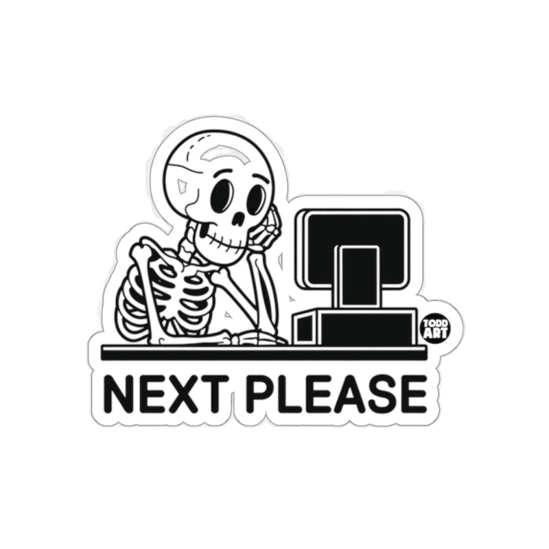 Load image into Gallery viewer, Next Please Skeleton Computer Scene Funny Art sticker
