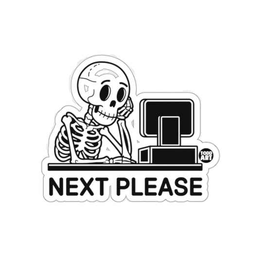 Next Please Skeleton Computer Scene Funny Art sticker