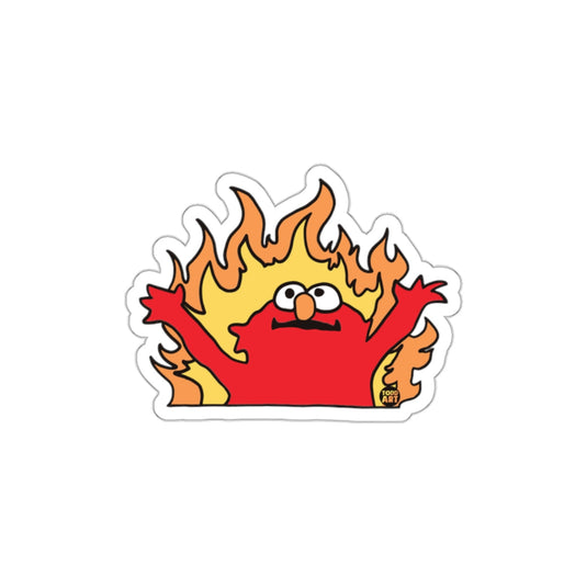 Red Monster On Fire Cartoon Illustration Funny sticker