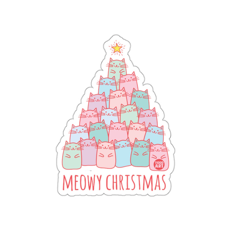 Load image into Gallery viewer, Meowy Christmas Festive Cat Tree Sticker Design
