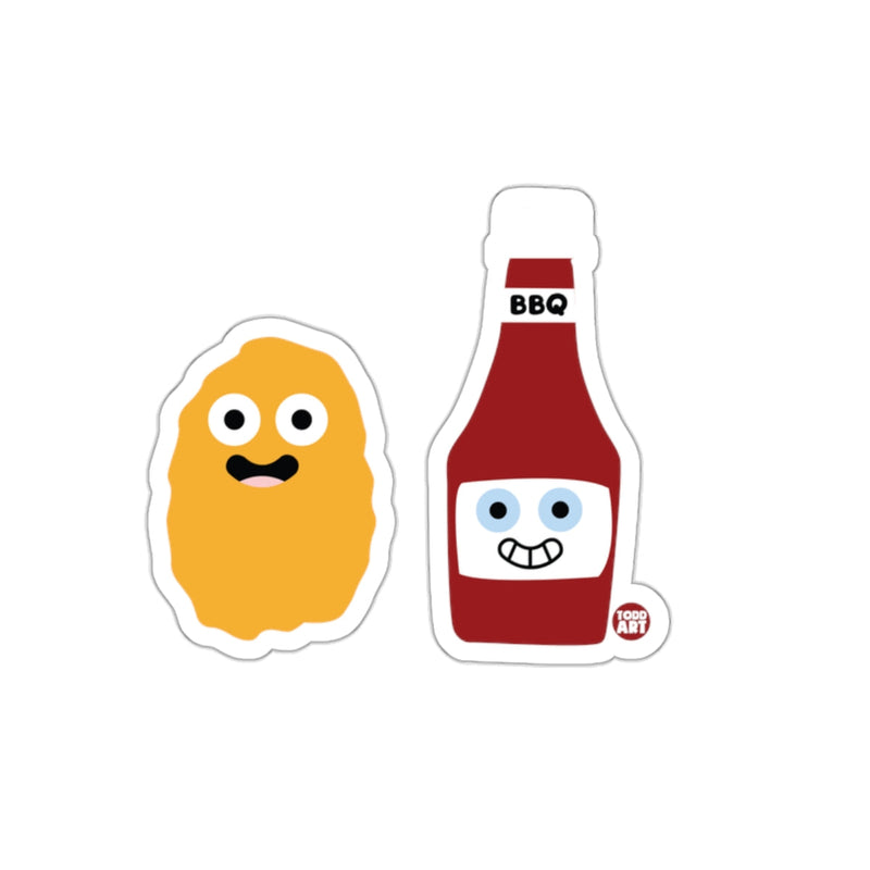 Load image into Gallery viewer, Happy Nugget and BBQ Sauce Sticker Cartoon Design
