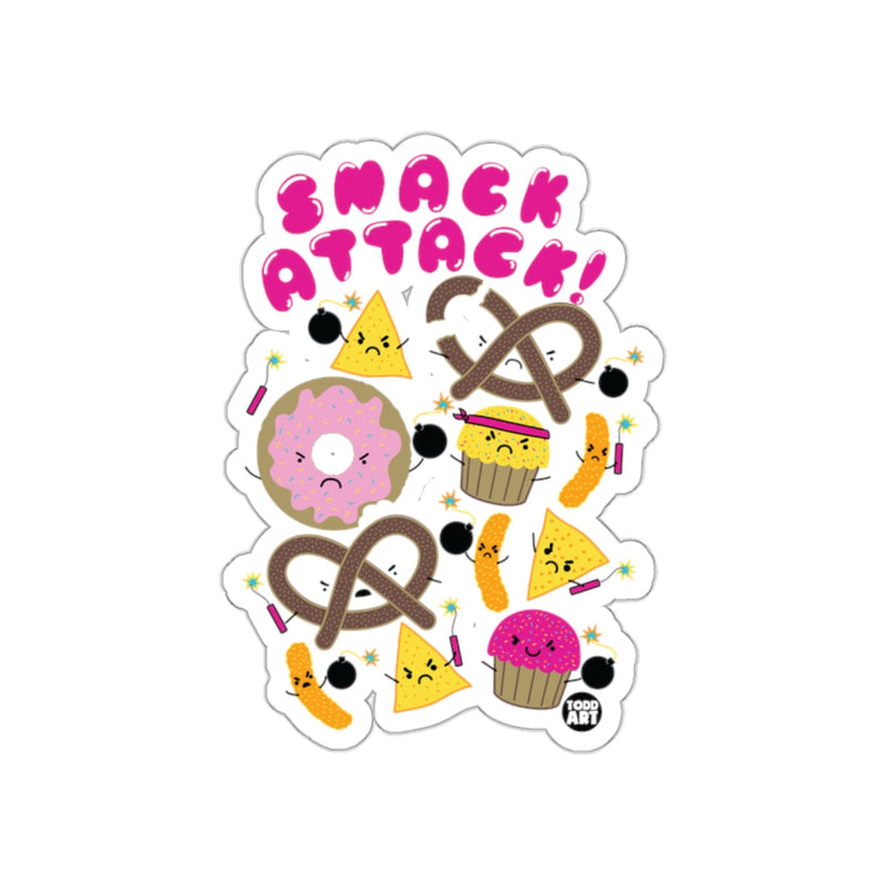 Load image into Gallery viewer, Snack Attack Cartoon Sticker Cute Snack Illustration
