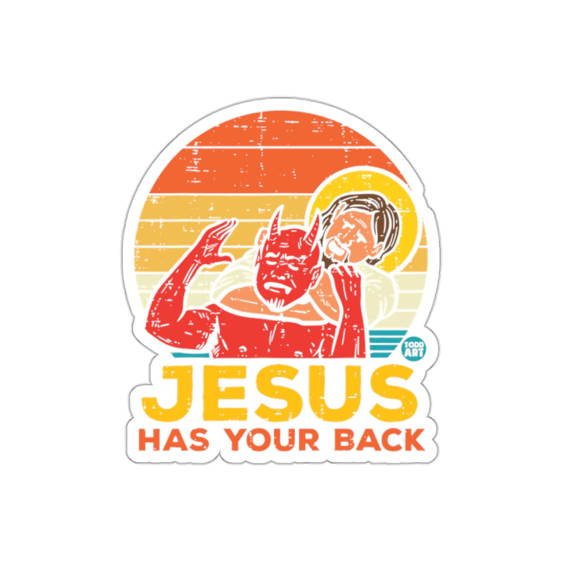 Load image into Gallery viewer, Jesus Has Your Back Retro Design Sticker
