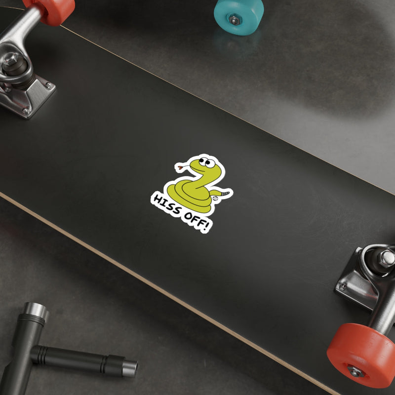 Load image into Gallery viewer, Hiss Off Snake with Cartoon Eyes Funny Snake Design sticker
