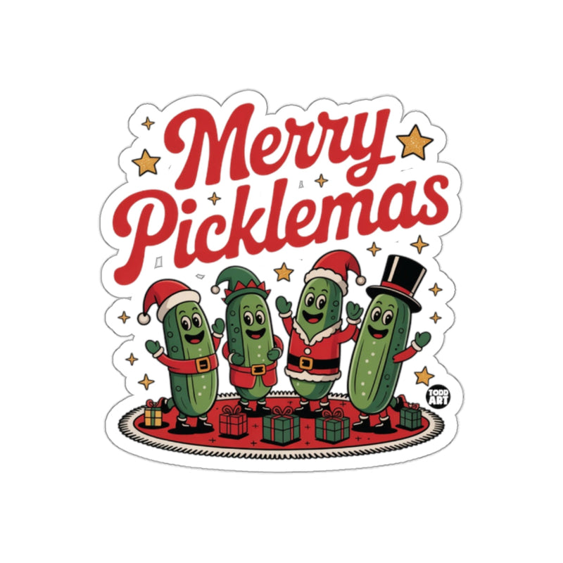 Load image into Gallery viewer, Merry Picklemas Pickles in Festive Outfits Sticker
