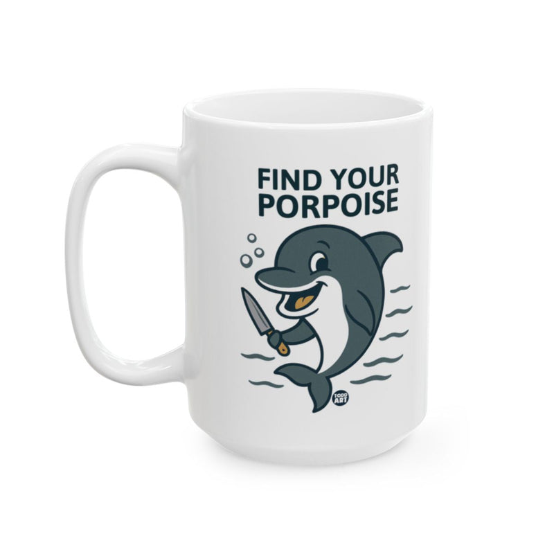 Load image into Gallery viewer, Find Your Porpoise Cartoon Dolphin Coffee Mug
