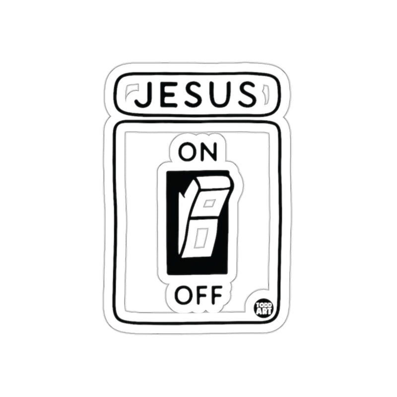 Load image into Gallery viewer, Jesus On Off Switch Sticker with Black and White Design
