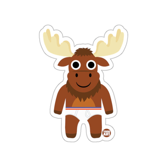 Cute Cartoon Moose with Boxer Shorts Sticker