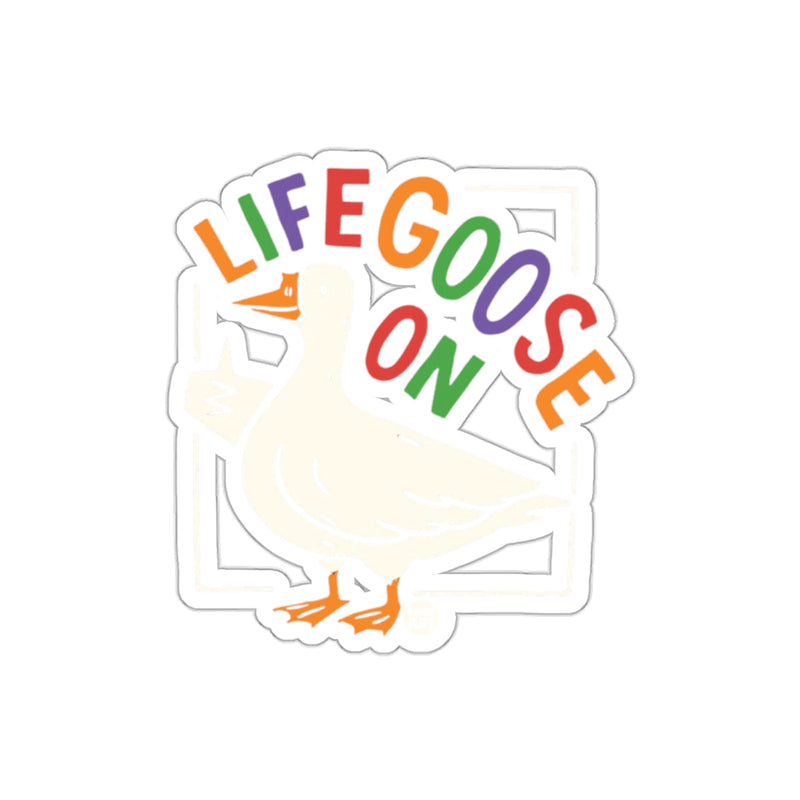 Load image into Gallery viewer, Lifegoose On Rainbow Text Duck Sticker
