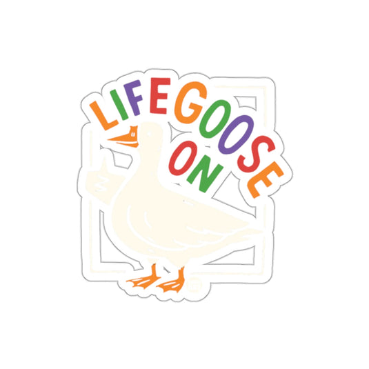 Lifegoose On Rainbow Text Duck Sticker