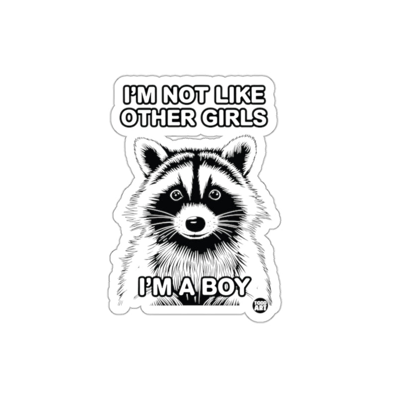 Load image into Gallery viewer, I am Not Like Other Girls Raccoon Boy Funny sticker
