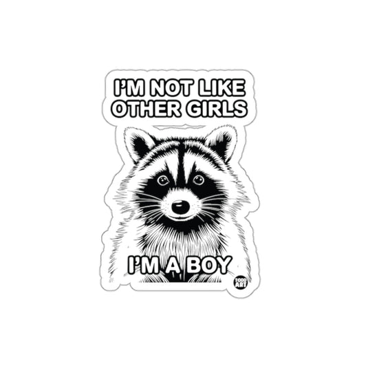 I am Not Like Other Girls Raccoon Boy Funny sticker
