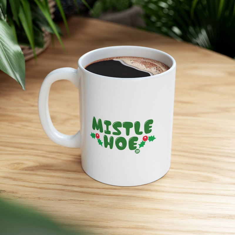 Load image into Gallery viewer, Mistle Hoe White Mug With Holiday Design
