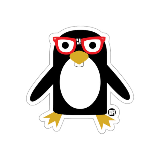 Cute Penguin With Red Glasses Todd Art Sticker Decal