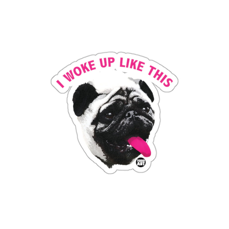 Load image into Gallery viewer, I Woke Up Like This Pug Graphic Sticker Product
