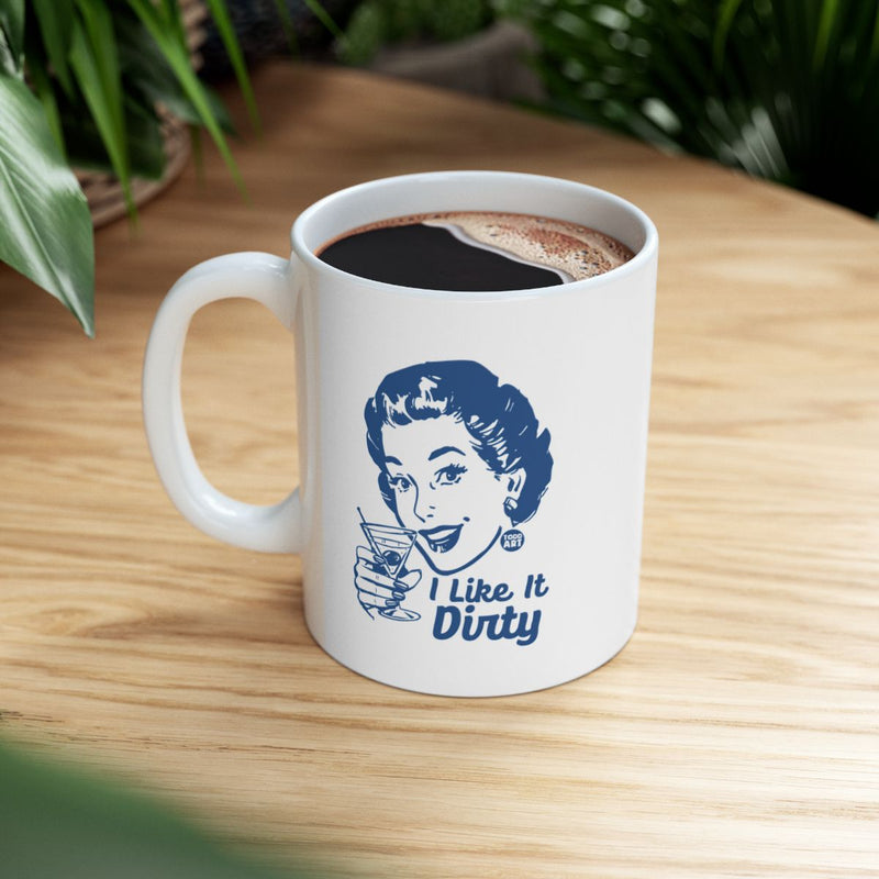 Load image into Gallery viewer, I Like It Dirty White Mug with Retro Graphic Design

