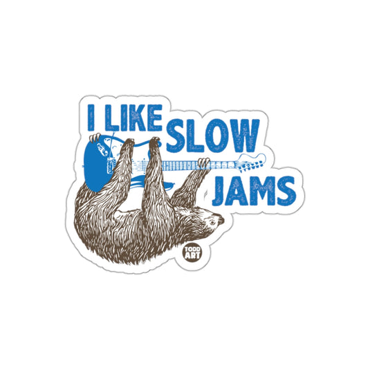 I Like Slow Jams Guitar Sloth Todd Art Brand sticker