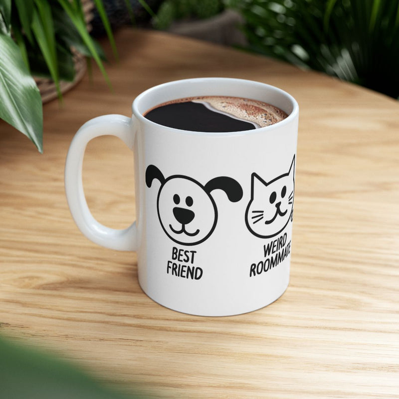 Load image into Gallery viewer, Best Friend Weird Roommate Cute Dog Cat Mug
