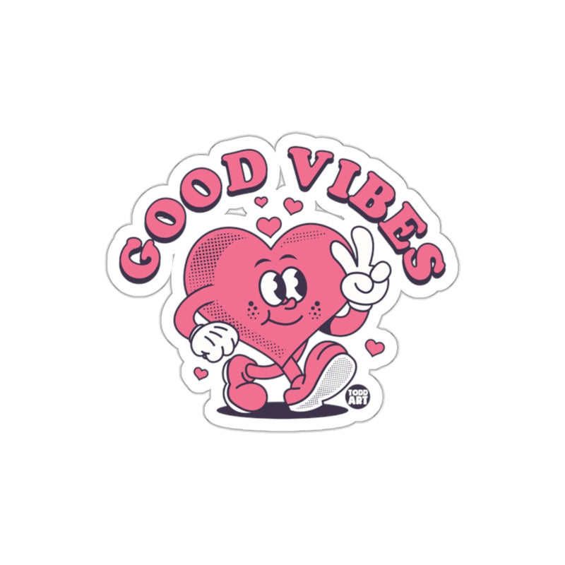 Load image into Gallery viewer, Cute Pink Heart Character with Good Vibes Sticker
