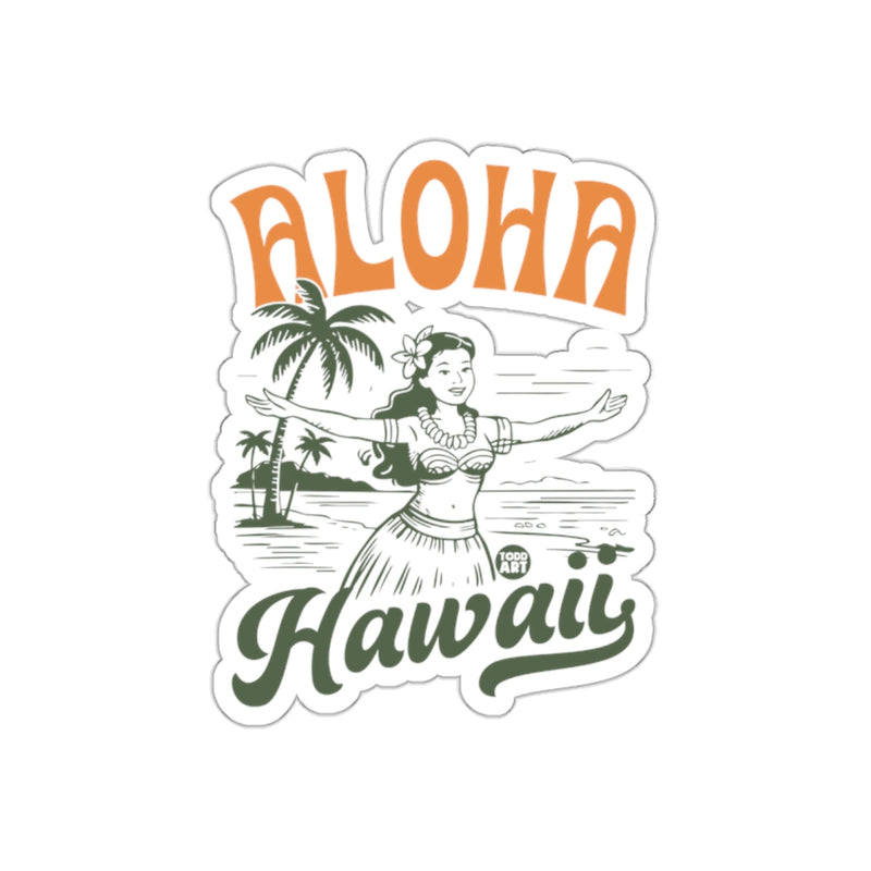 Load image into Gallery viewer, Aloha Hawaii Sticker featuring Hula Dancer Design
