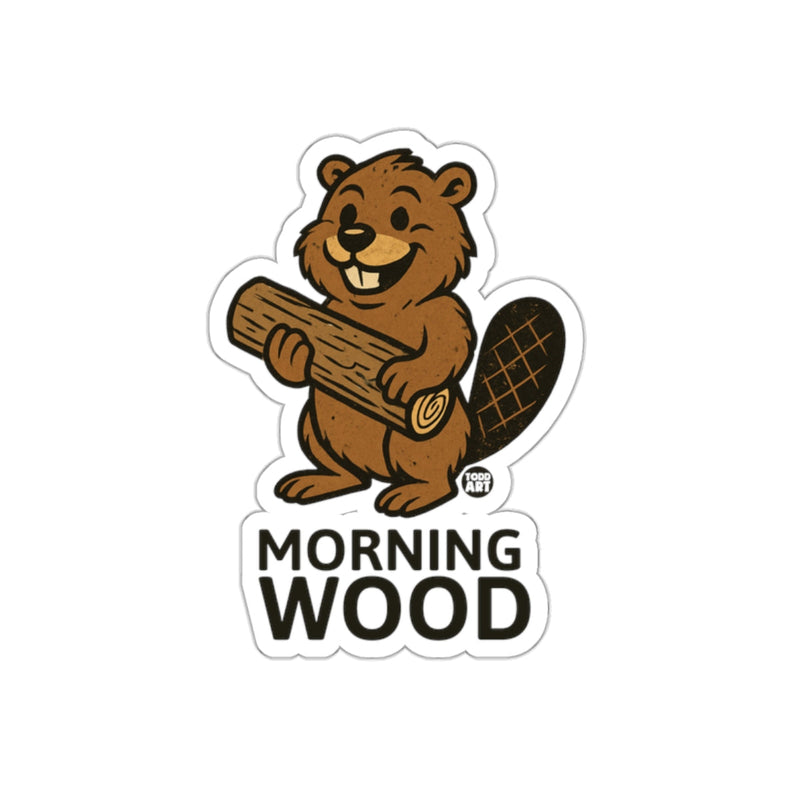 Load image into Gallery viewer, Morning Wood Beaver Cartoon Sticker Fun Graphic
