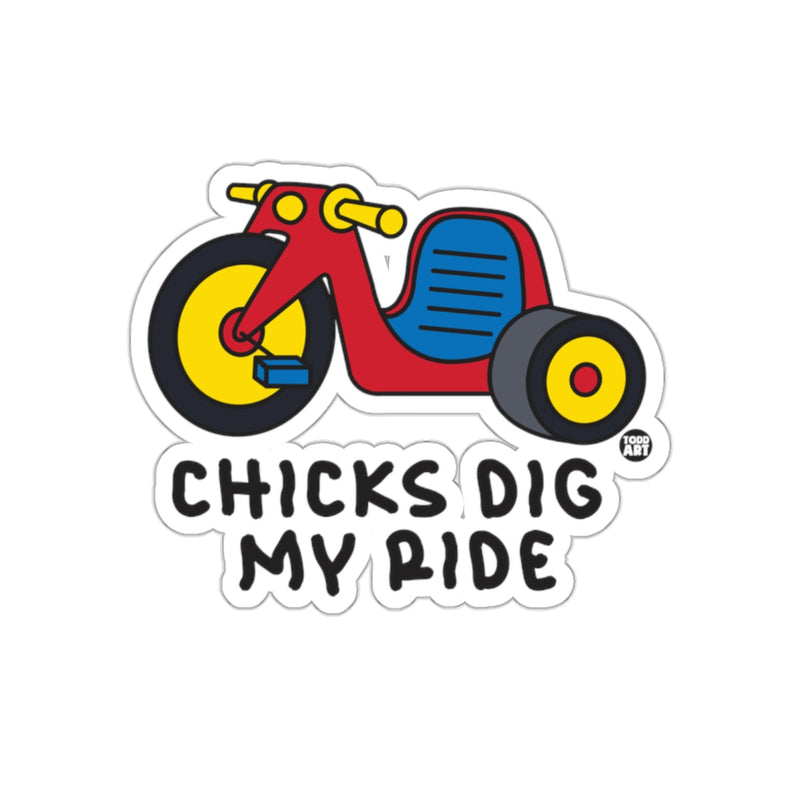 Load image into Gallery viewer, Chicks Dig My Ride Colorful Tricycle Sticker
