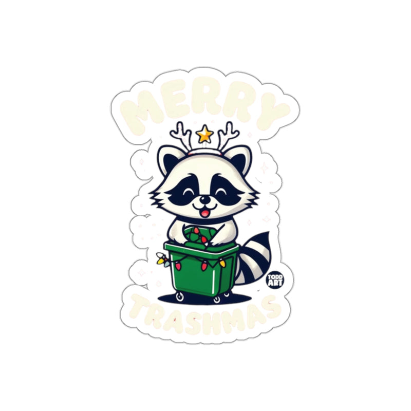 Load image into Gallery viewer, Merry Trashmas Cute Raccoon Christmas Sticker
