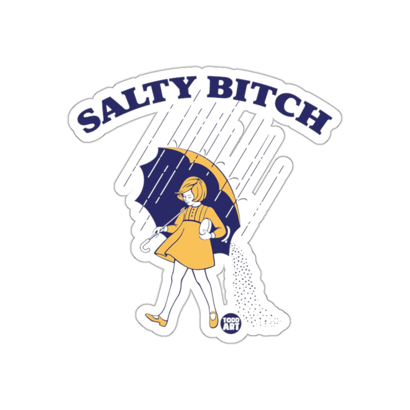 Load image into Gallery viewer, Salty Bitch Sticker with Girl Holding Umbrella Art
