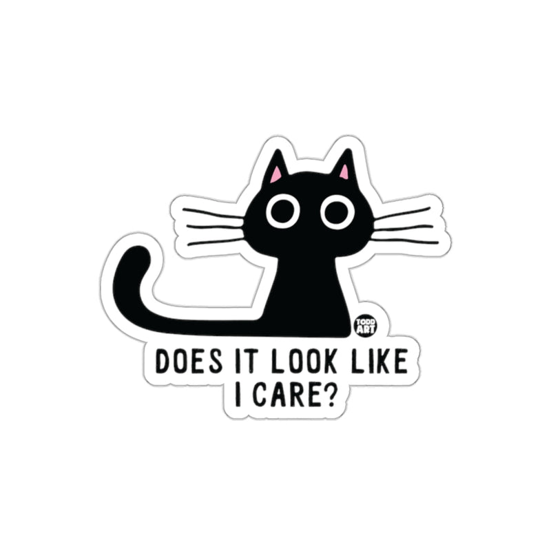 Load image into Gallery viewer, Sarcastic Cat Does It Look Like I Care Statement sticker
