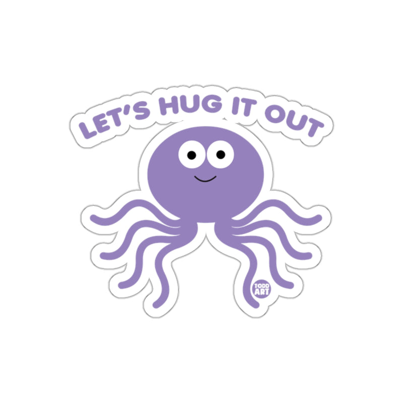 Load image into Gallery viewer, Let's Hug It Out Cute Purple Octopus Sticker
