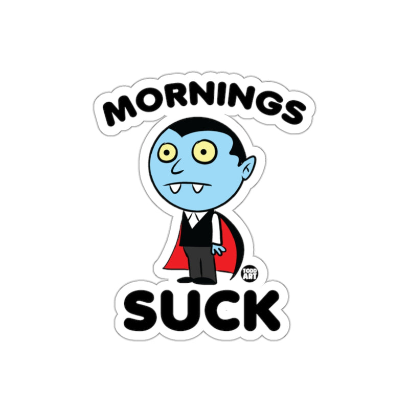 Load image into Gallery viewer, Mornings Suck Vampire Cartoon Art Sticker
