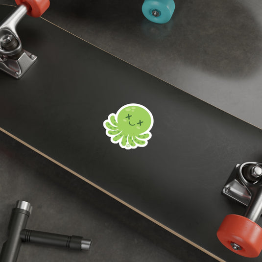 Cute Green Octopus Skateboard Sticker for Your Deck