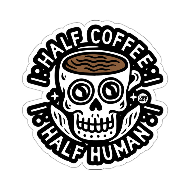 Load image into Gallery viewer, Half Coffee Half Human Skull Art Sticker
