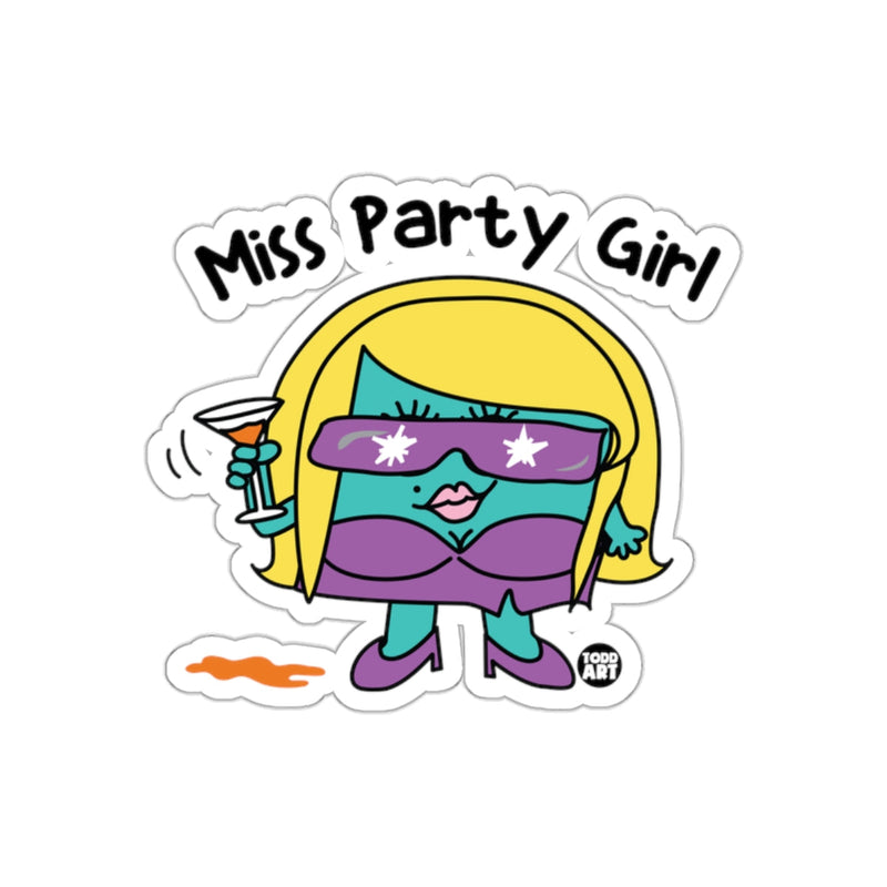 Load image into Gallery viewer, Miss Party Girl Fun Cartoon Sticker Graphic Design
