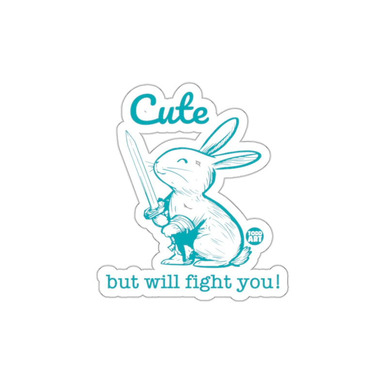 Load image into Gallery viewer, Cute but will fight you bunny sticker
