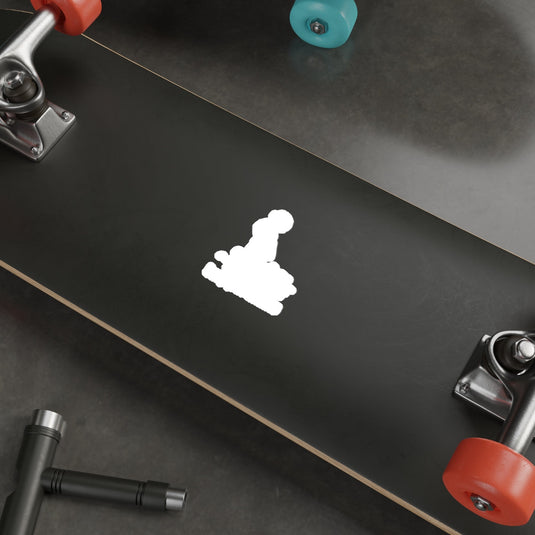 Black Skateboard with White Outline Graphic Design