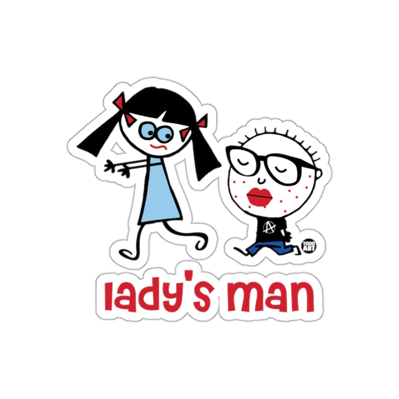 Load image into Gallery viewer, Lady's Man Fun Cartoon Art Sticker Design

